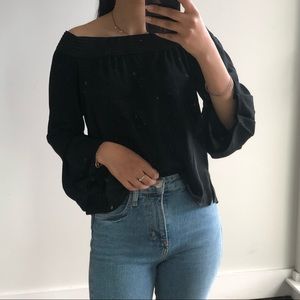 Zara Woman off-the-shoulder flowy blouse
